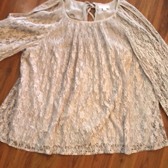 Lauren Conrad crème tan lace cold shoulder top blouse size XL - Picture 7 of 10